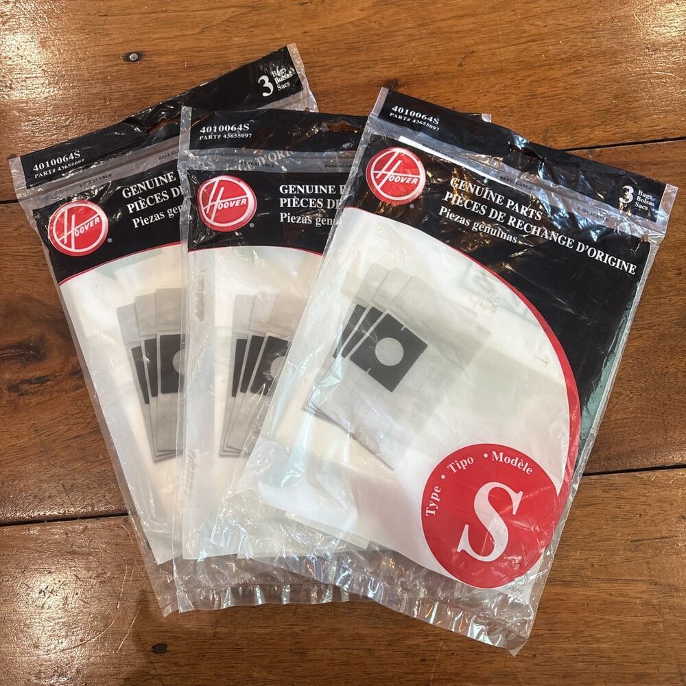 Hoover Type S Vacuum Bags 4010064S Lot of 9 (3x3-Packs) Genuine OEM White